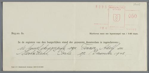 Hoe wij, Adolf Tenzer, geb. 4-8-1921 te Leipzig, en Carla Tenzer-Hertzdahl, geb. 20-6-1921 te Amsterdam, de oorlog doorkwamen
