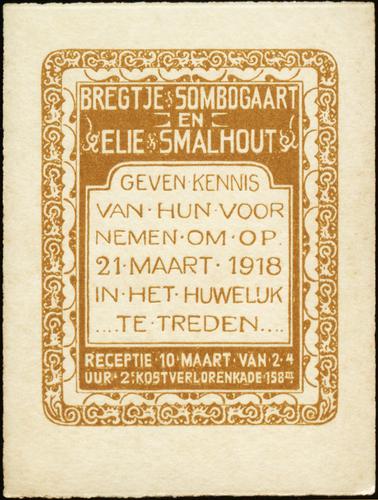 [huwelijksaankondiging B. Sombogaart en E. Smalhout]