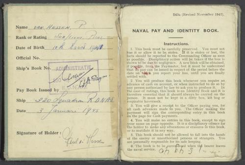Naval Pay and Identity Book S.43A.