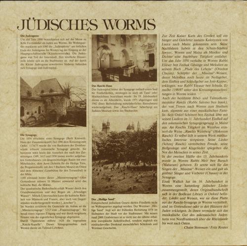 Jüdisches Worms : Musik aus der Raschisynagoge der "Heiligen Gemeinde Worms"